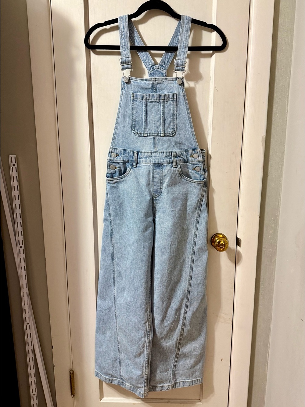 Levi’s Girls Wide Flare Denim Overalls Size 10 Light Wash